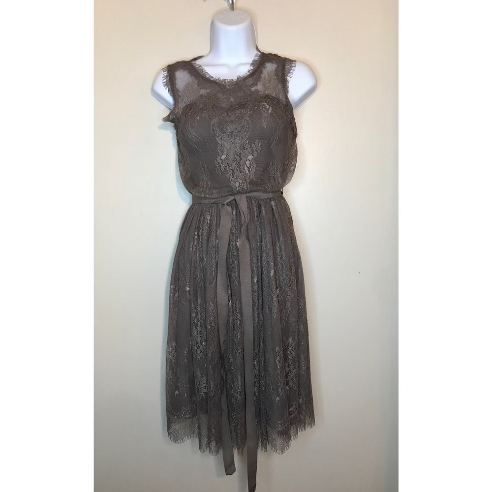 Hitherto Anthropologie Celia Brown Lace Dress 2